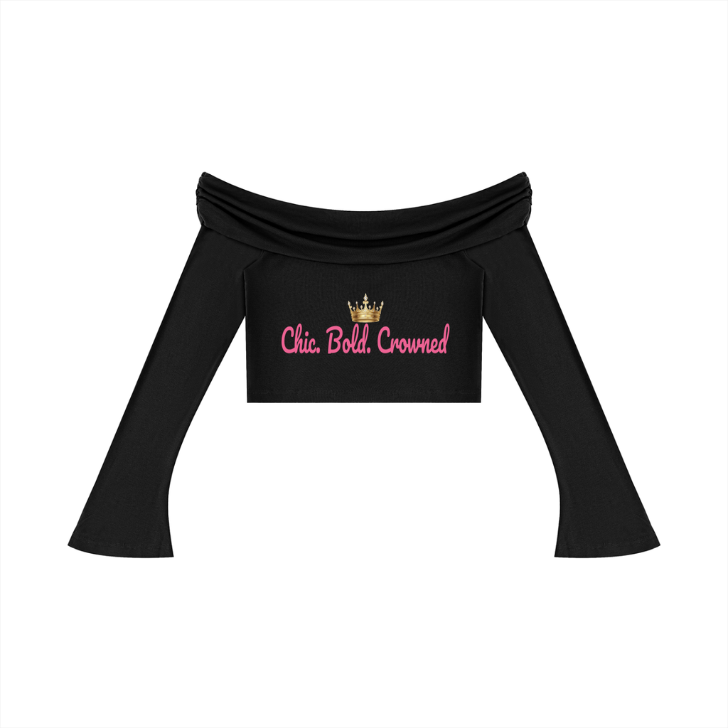 Women's Off-the-Shoulder Bell Sleeve Crop T-Shirt