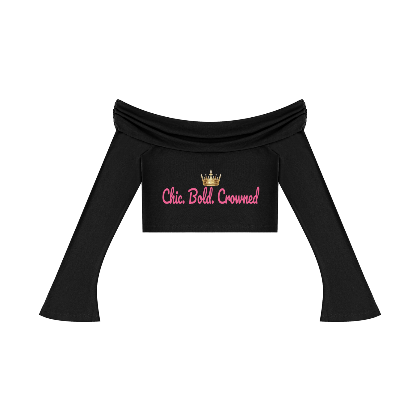 Women's Off-the-Shoulder Bell Sleeve Crop T-Shirt