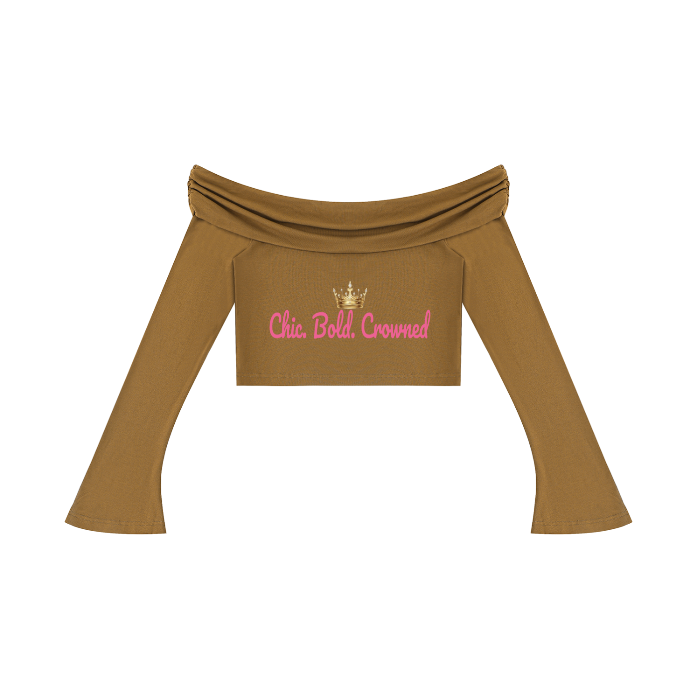 Women's Off-the-Shoulder Bell Sleeve Crop T-Shirt