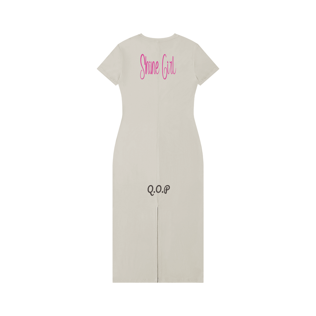 Women's V - Neck Short Sleeve Maxi Dress - Queen’s Boutique