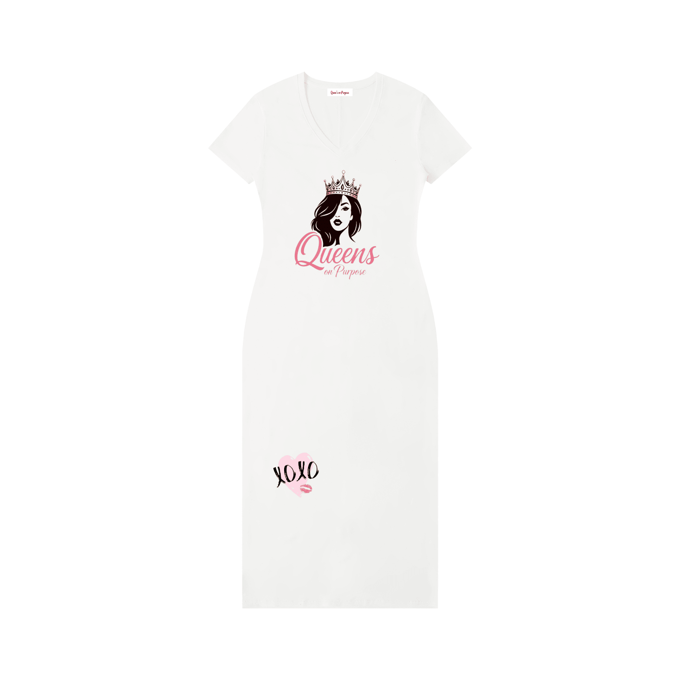 Women's V - Neck Short Sleeve Maxi Dress - Queen’s Boutique