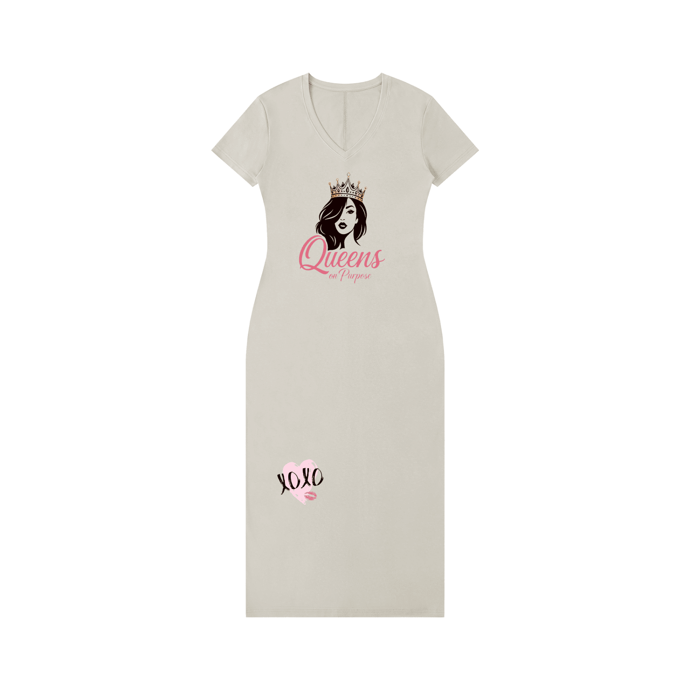 Women's V - Neck Short Sleeve Maxi Dress - Queen’s Boutique